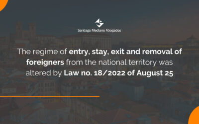 The regime of entry, stay, exit and removal of foreigners from the national territory was altered by Law no. 18/2022 of August 25